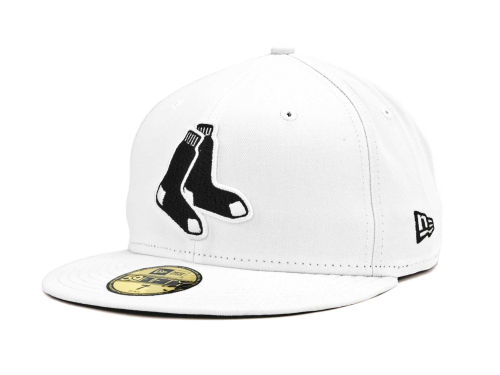 Boston Red Sox White 59fifty MLB Flat Bill Hats from New Era