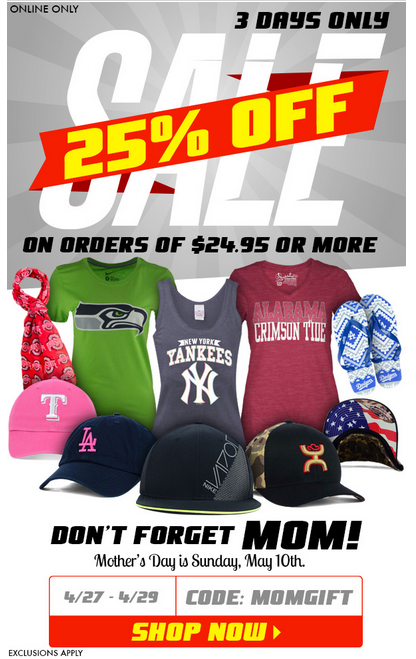Lids 25  Off Sitewide for Mother's Day