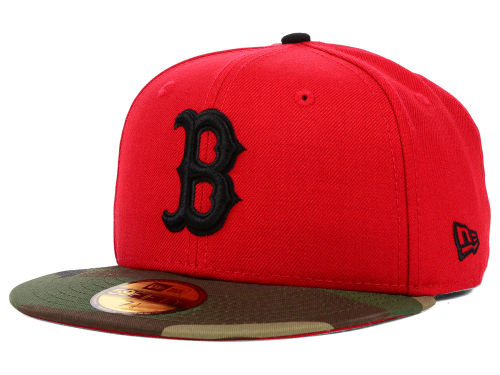 MLB Woodland Camo Hats, 59fifty Boston Red Sox