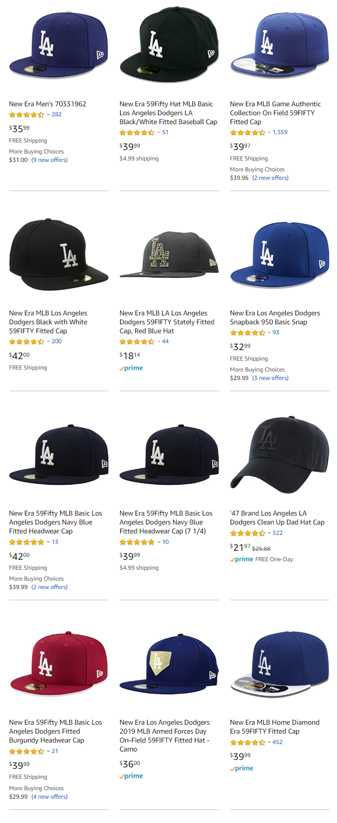 LA Dodgers 59fifty custom hat store, only New Era