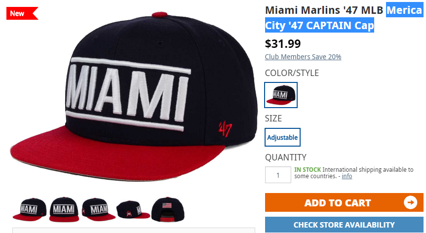 Miami Marlins Forty Seven Brand Cap