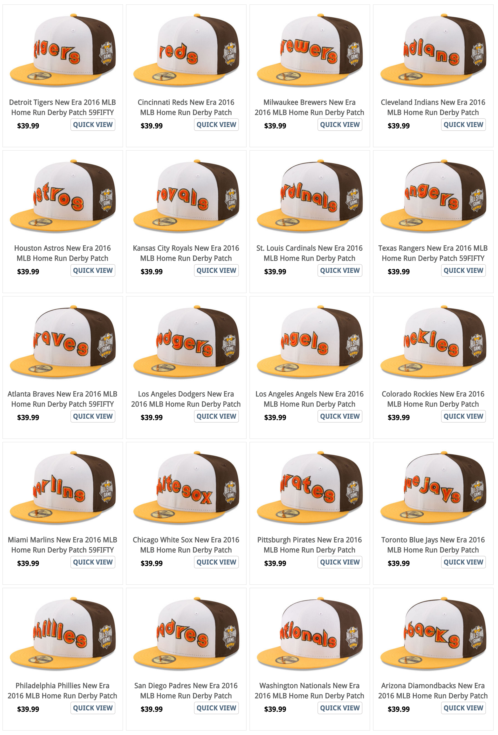 Padres home run derby colored all star game caps